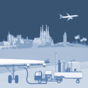 A front cover image showing a plane refuelling in front of some Spanish landmarks